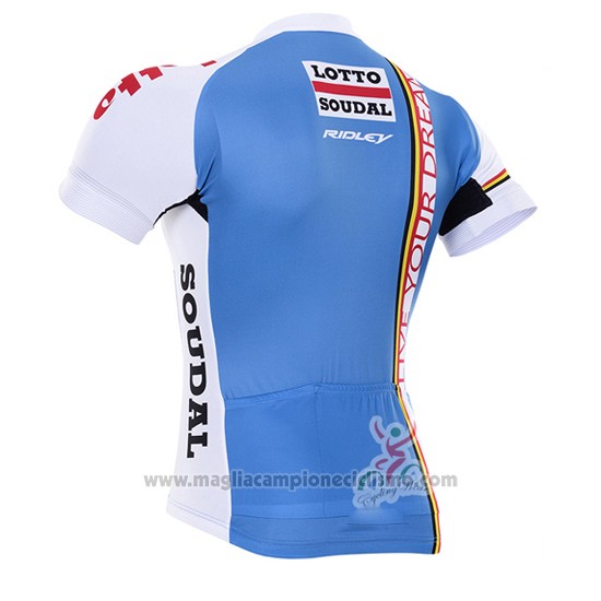 2016 Abbigliamento Ciclismo Lotto Fix All Bianco e Blu Manica Corta e Salopette